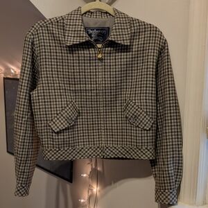 Rare Vintage Burberry Crop Herringbone Wool Dress Jacket